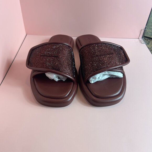 MICHEAL KOR  SUKI SUEDE CRYSTAL SLIDE (9) - Picture 2 of 14